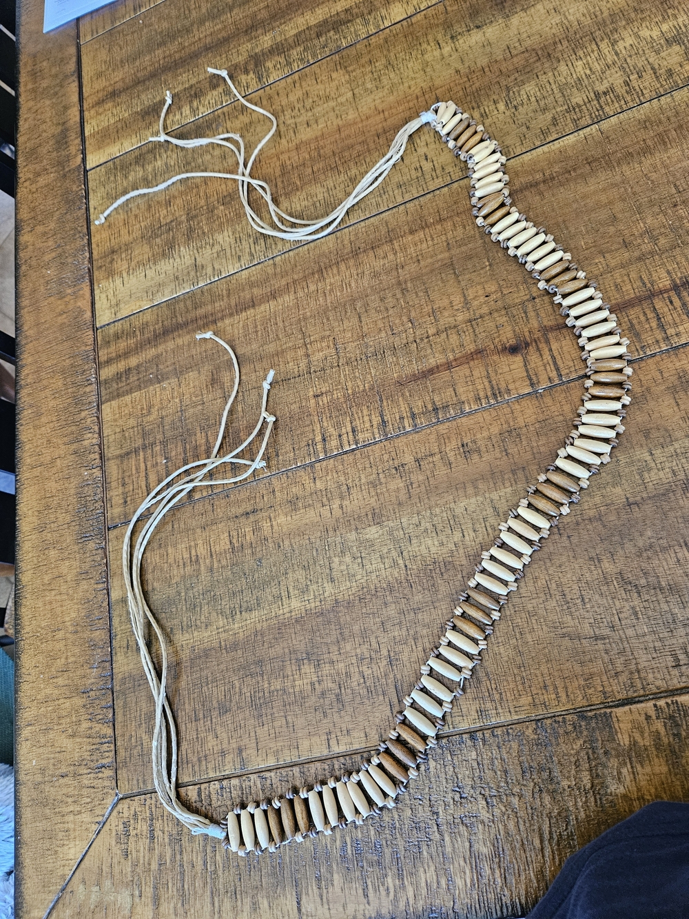 Boho Beaded Necklace - Cream & Brown Strand
